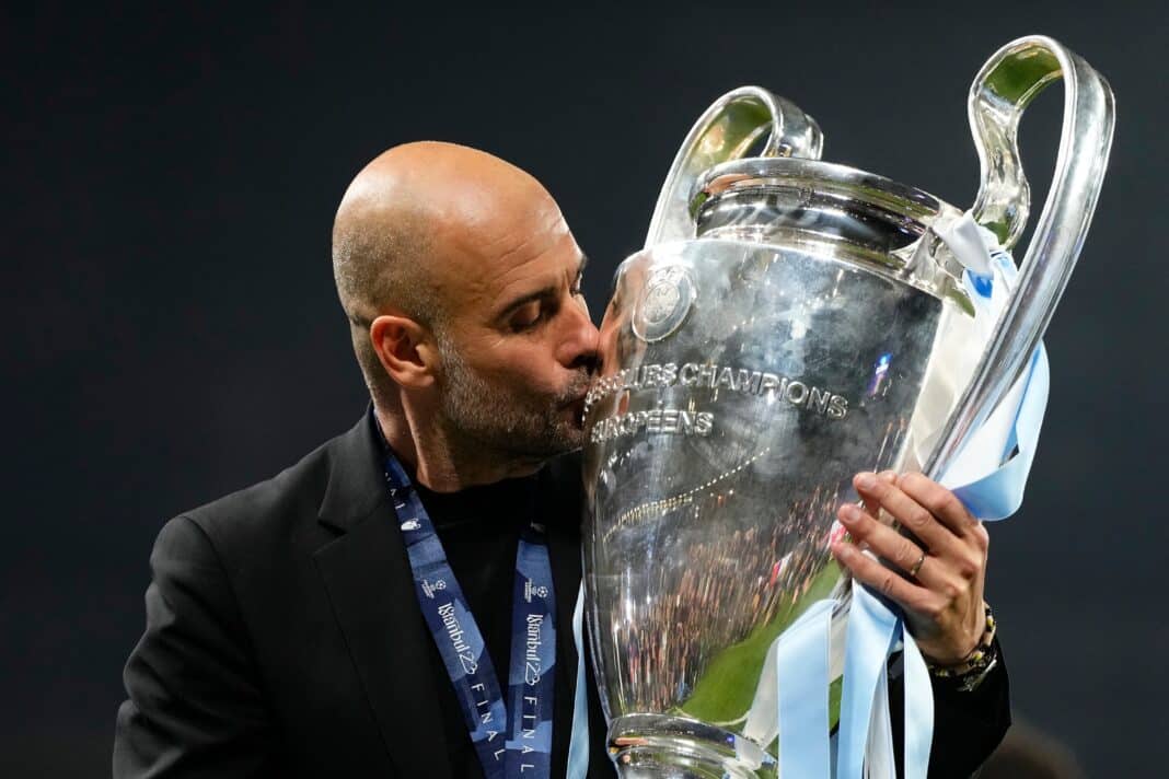 Pep Guardiola lifted the UEFA Champions League trophy for the third time as a coach in 2023