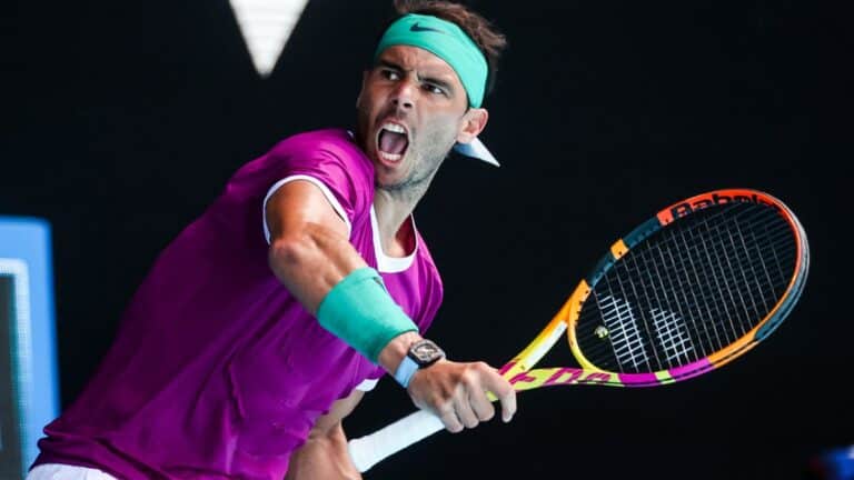 Rafael Nadal playing tennis