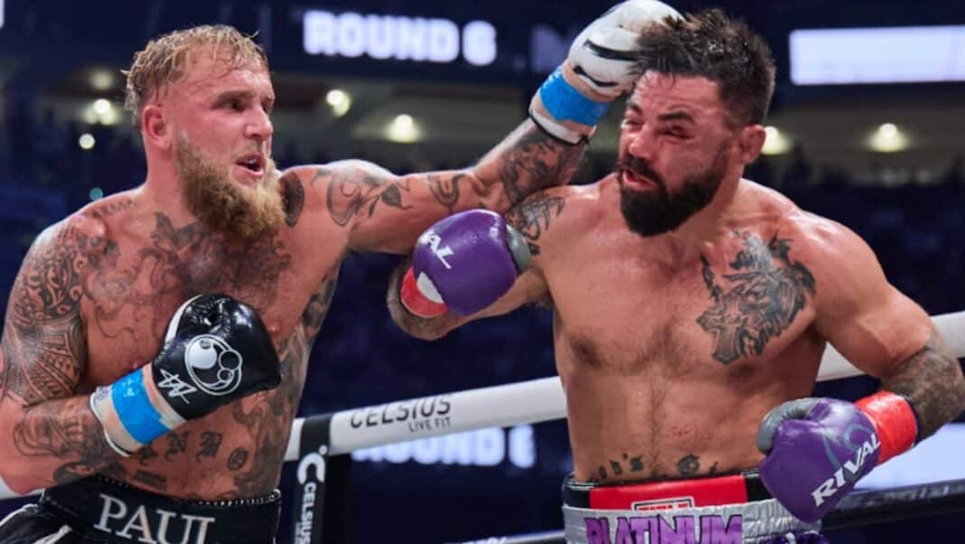 Jake Paul in a boxing match with MMA fighter Mike Perry