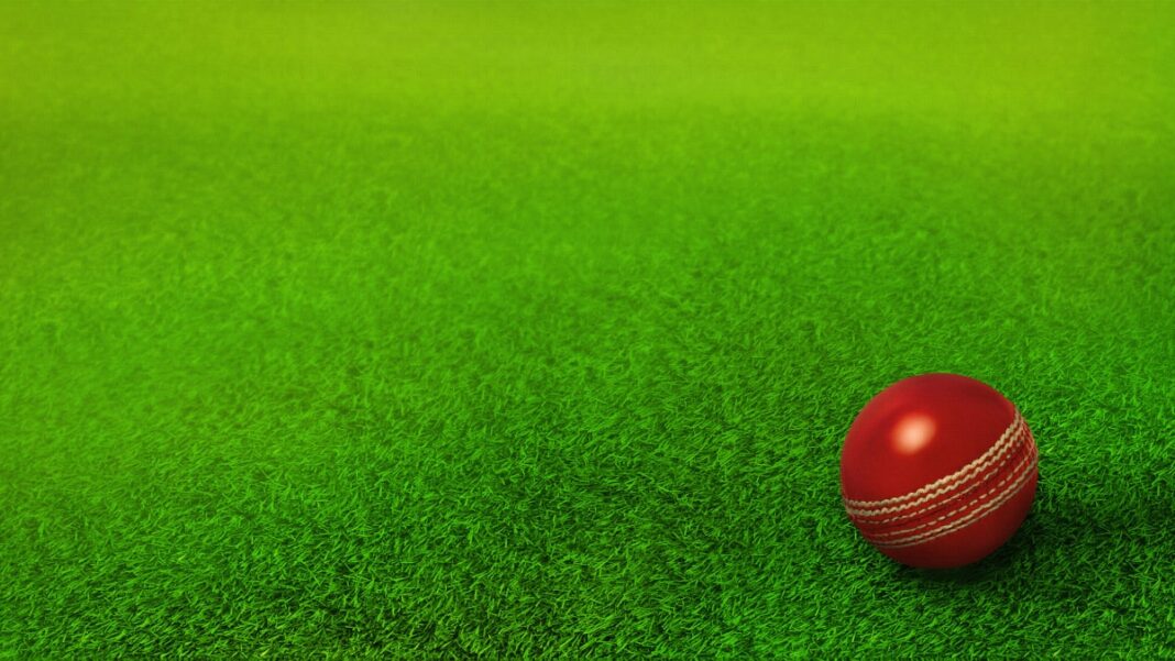 A photo of a cricket bat and ball