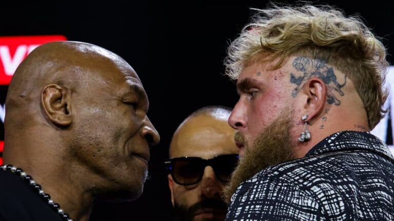 Jake Paul and Mike Tyson before their boxing match